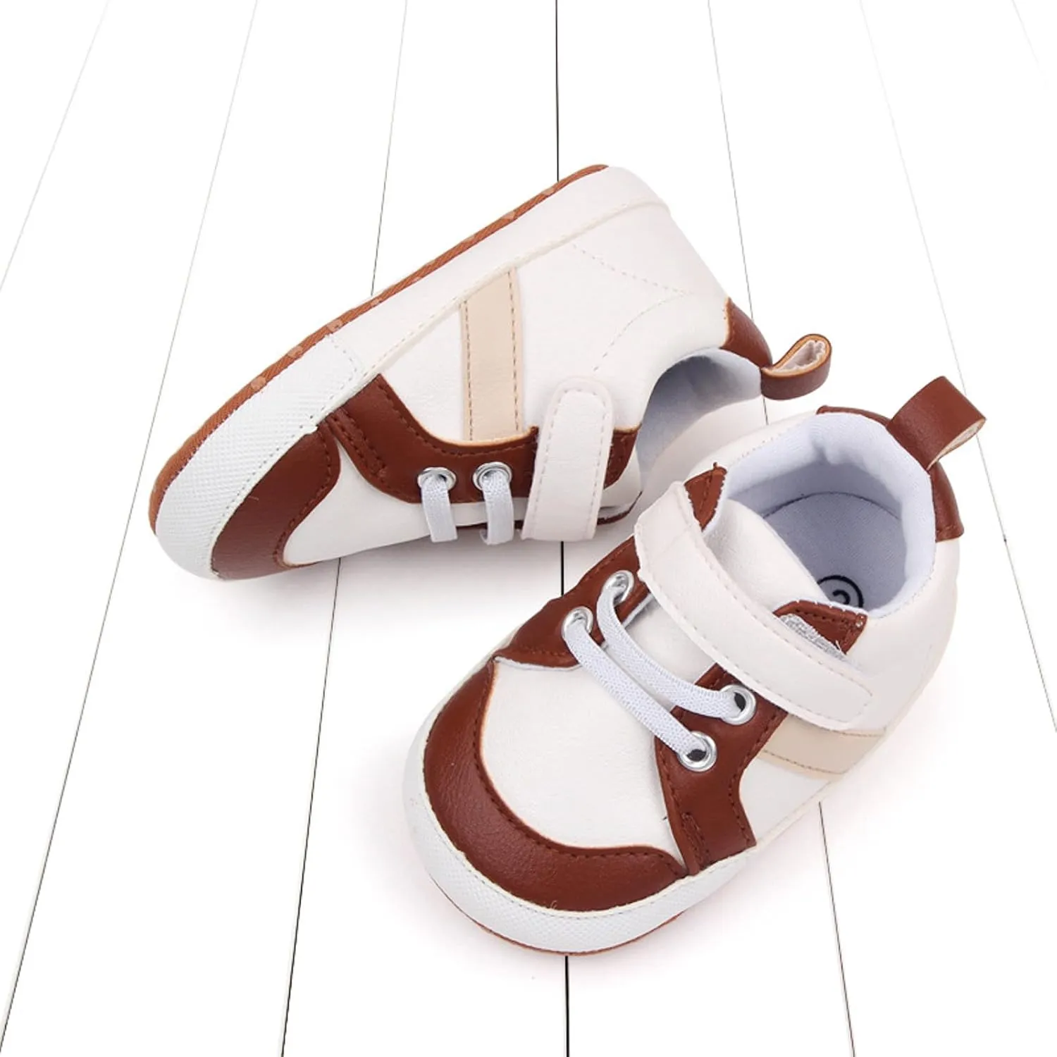 Baby Girls Boys Leather First Walking Sneakers Infant Toddler Anti-Slip Soft Sole Lightweight First Step Shoes