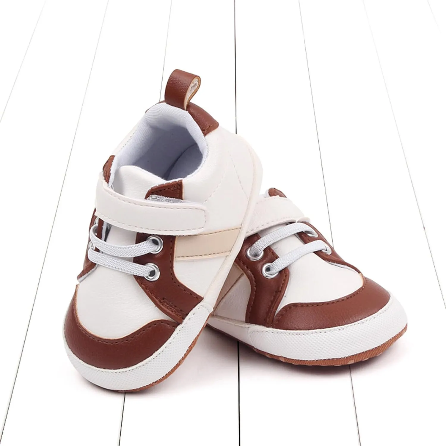 Baby Girls Boys Leather First Walking Sneakers Infant Toddler Anti-Slip Soft Sole Lightweight First Step Shoes