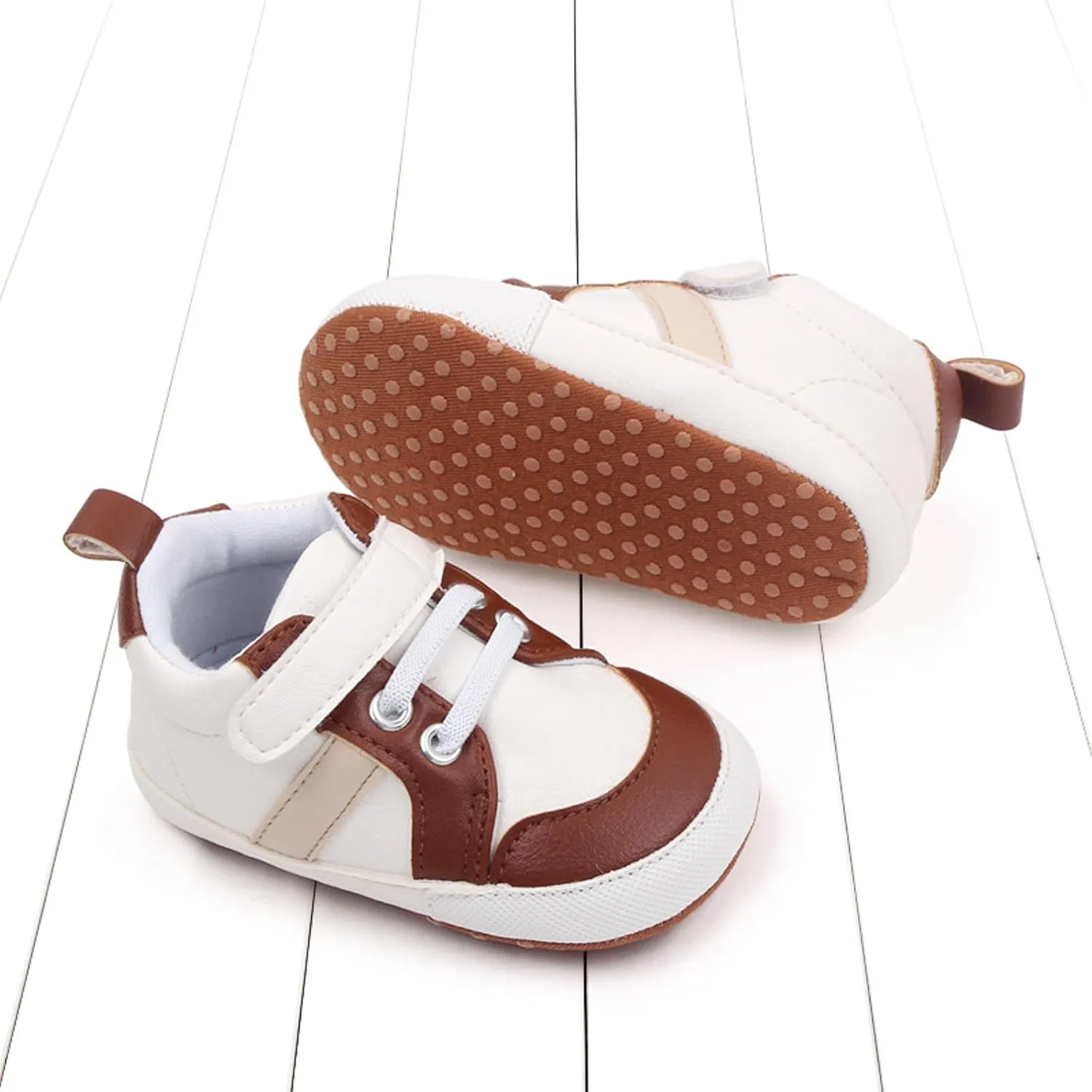 Baby Girls Boys Leather First Walking Sneakers Infant Toddler Anti-Slip Soft Sole Lightweight First Step Shoes