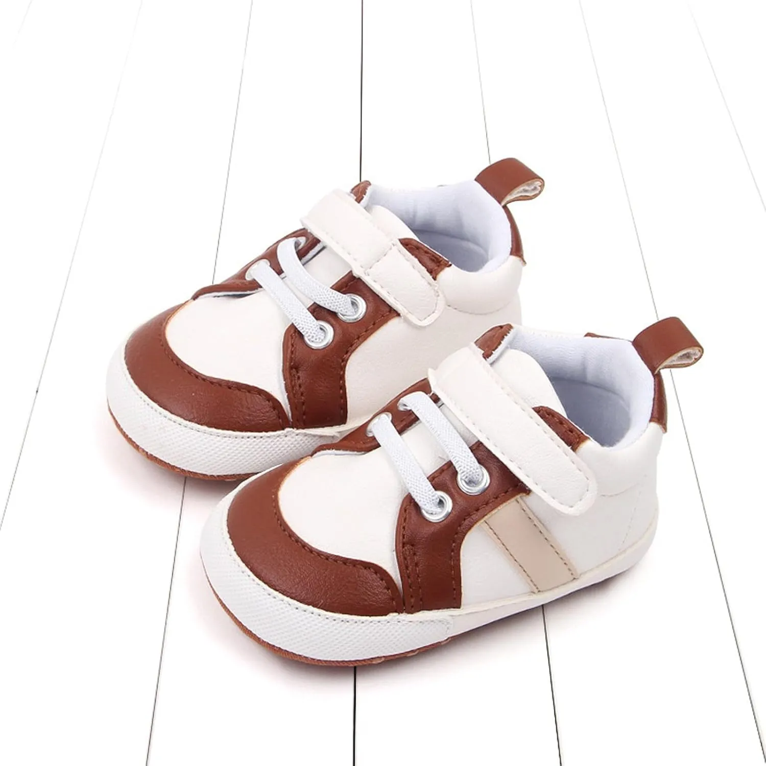 Baby Girls Boys Leather First Walking Sneakers Infant Toddler Anti-Slip Soft Sole Lightweight First Step Shoes