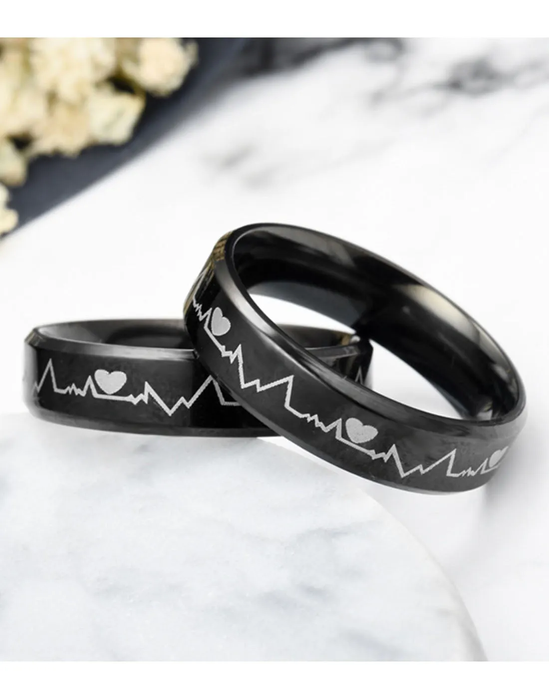 Black Titanium Elegant Couple Band Ring