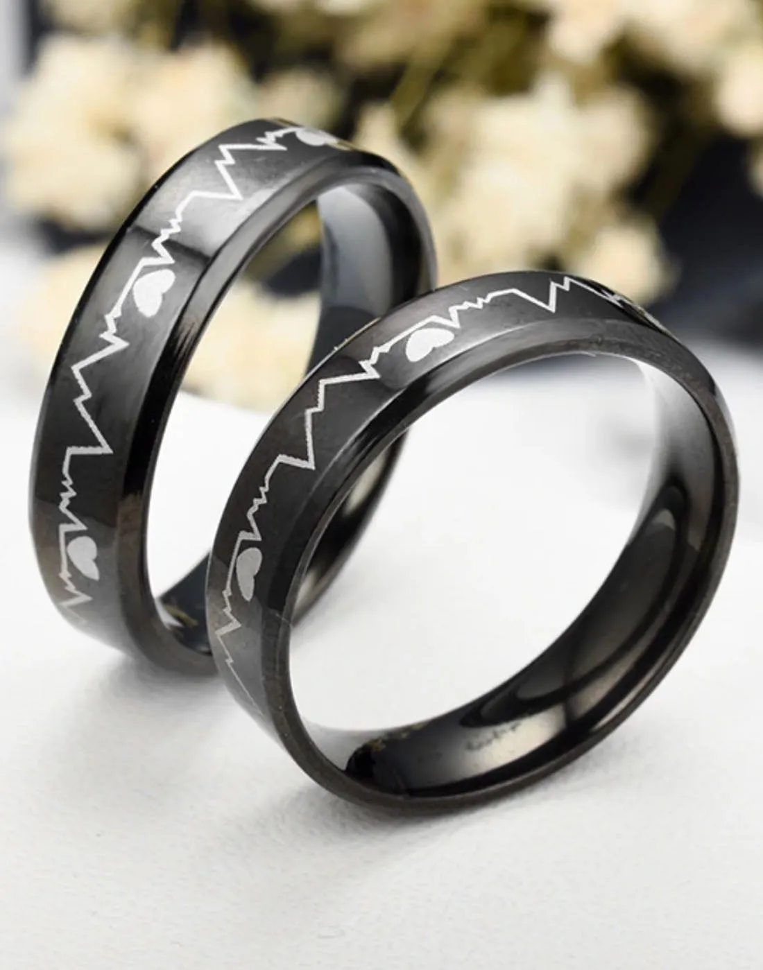 Black Titanium Elegant Couple Band Ring