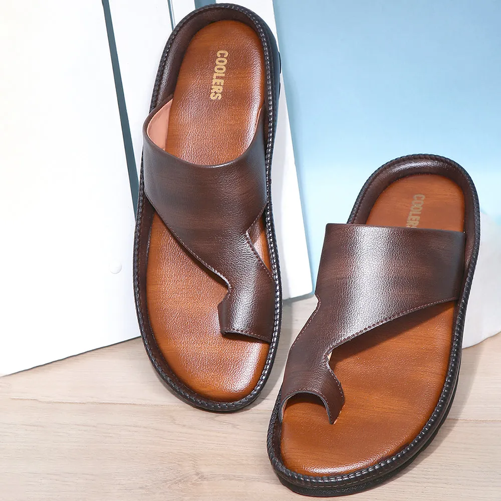 Libertys JPL-222 Casual Toe Ring Slippers for Men in Stylish Brown Color