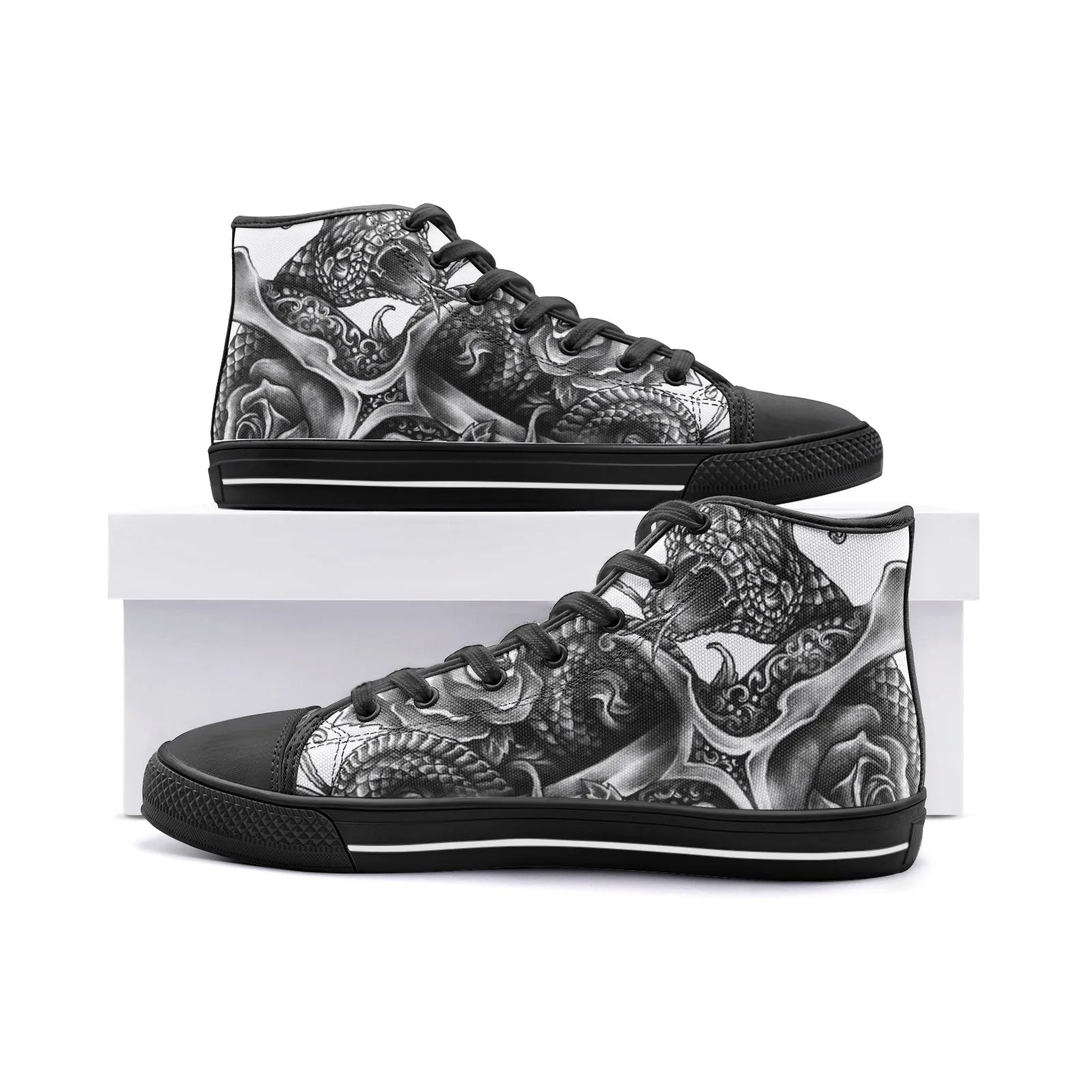 Dagger and Snake Unisex High Top Canvas Shoes