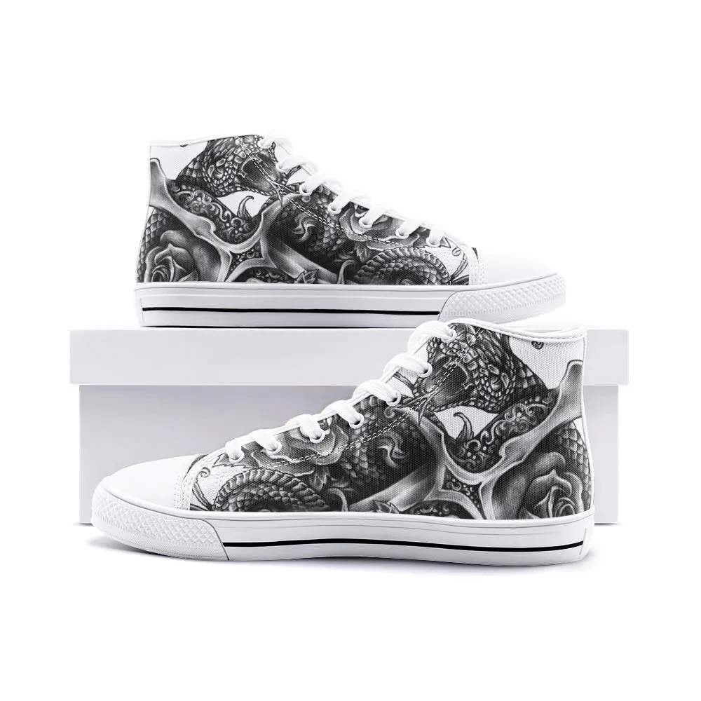 Dagger and Snake Unisex High Top Canvas Shoes