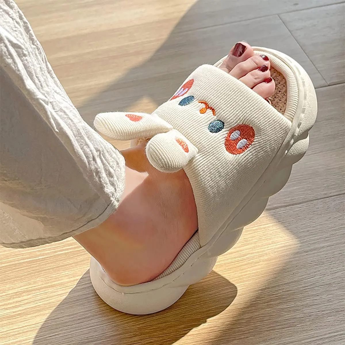 Gaolinci Cartoon Animal Shape Slippers, Womens Four Seasons Home Linen Slippers