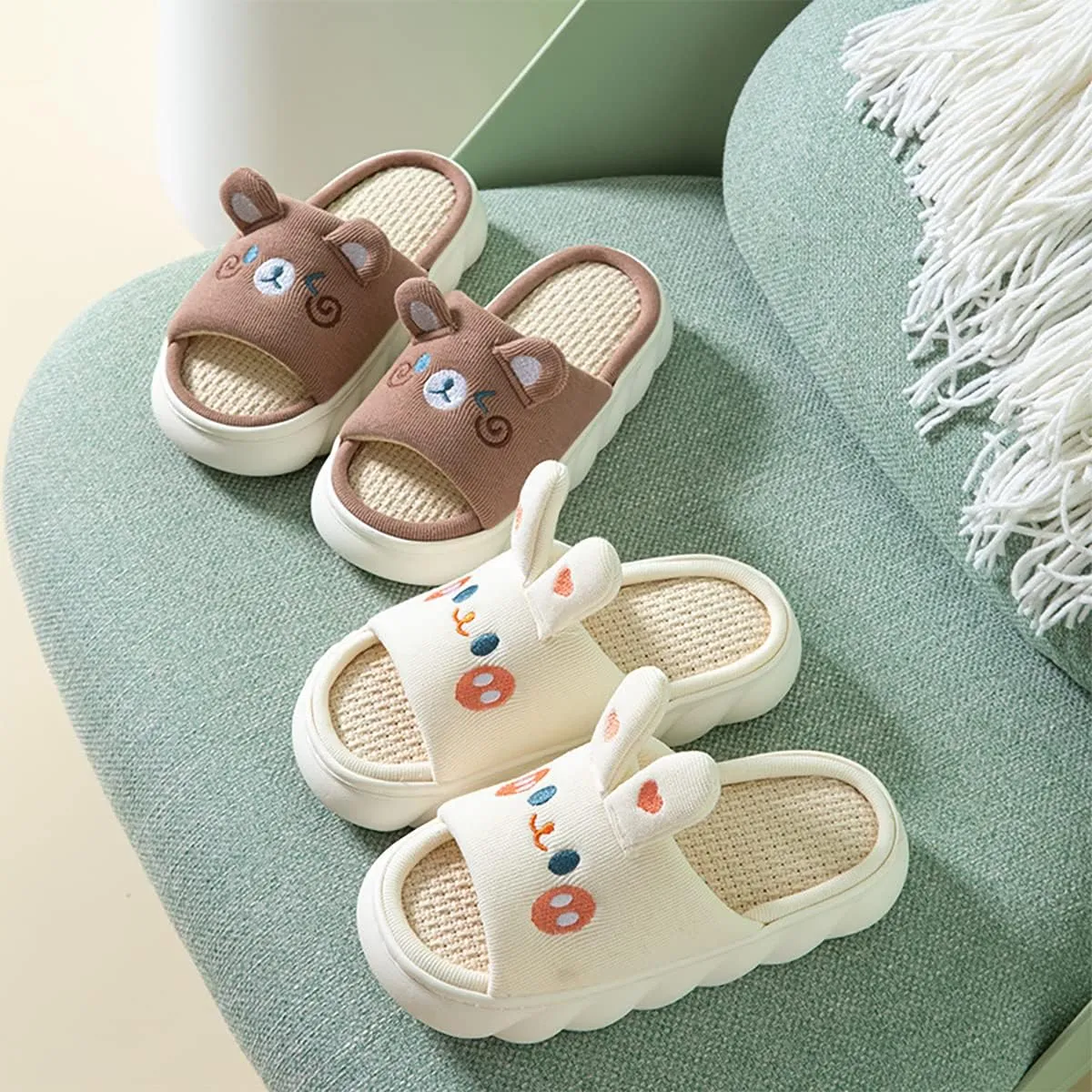 Gaolinci Cartoon Animal Shape Slippers, Womens Four Seasons Home Linen Slippers