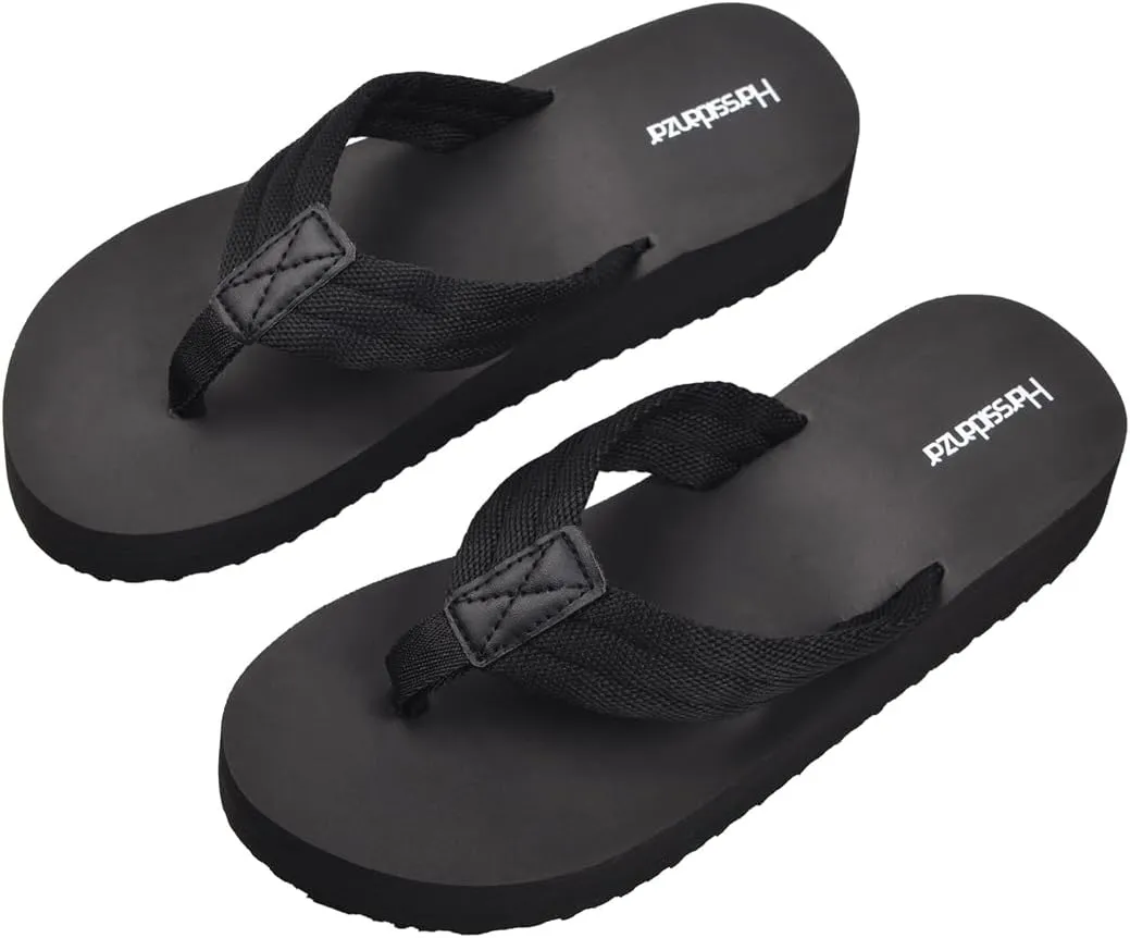 Harssidanzar Womens Platform Wedge Flip Flops Casual Summer Beach Comfortable Thong Sandals SL264US