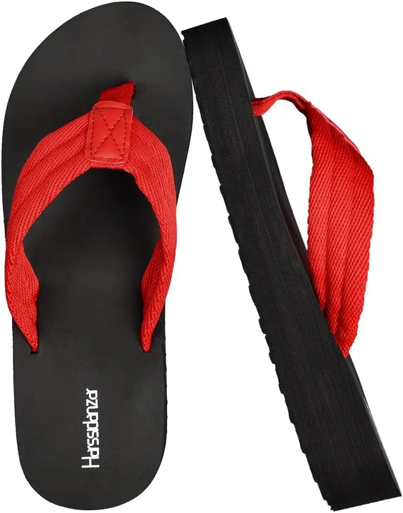 Harssidanzar Womens Platform Wedge Flip Flops Casual Summer Beach Comfortable Thong Sandals SL264US