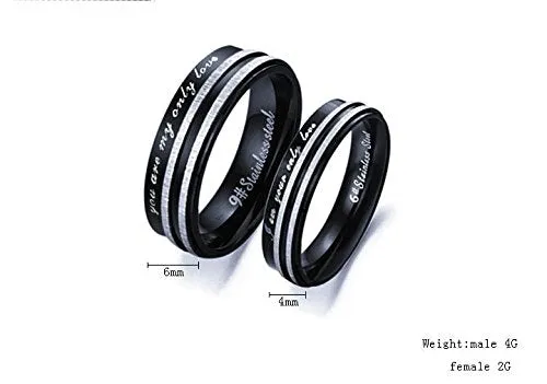 Karatcart 'You are My Only Love' Black Metal Couple Rings for Girls and Boys