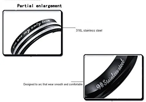 Karatcart 'You are My Only Love' Black Metal Couple Rings for Girls and Boys