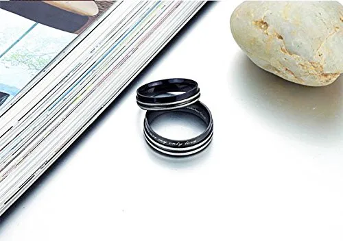 Karatcart 'You are My Only Love' Black Metal Couple Rings for Girls and Boys