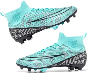 Men's High-Top Cleats Soccer for Football Training - Lightweight Turf Shoes for School - Futsal Shoes for Soccer Game