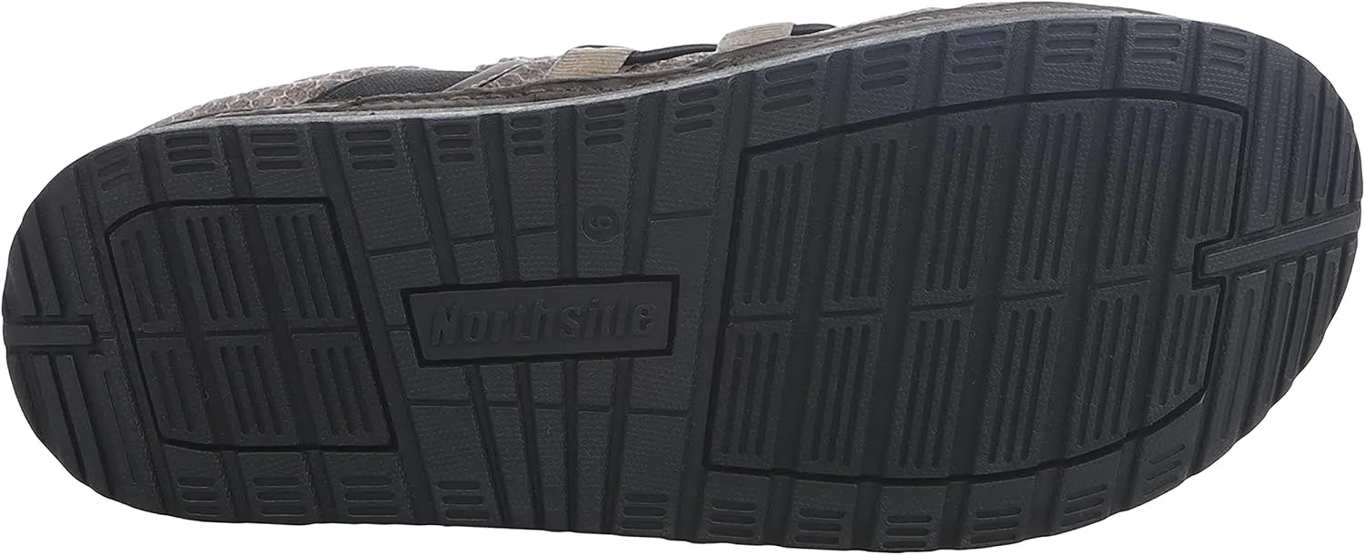 Northside Mens Rainier Mid Camp Slipper - Indoor Outdoor House Shoes Plush Slip on Outdoor High Traction Footwear