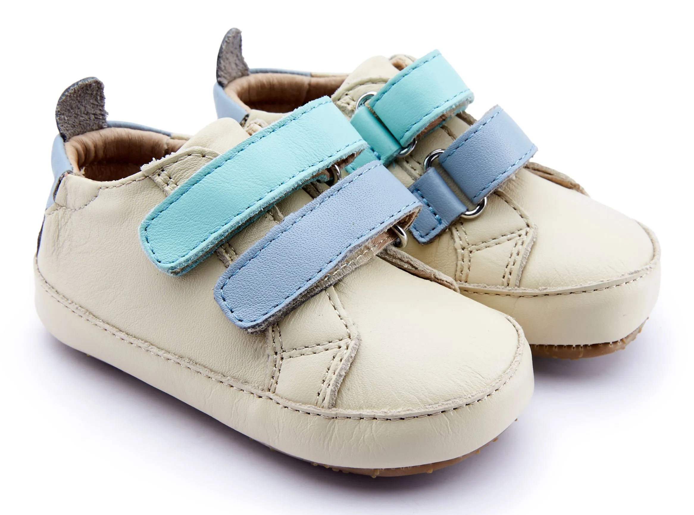 Old Soles Girl's and Boy's 0060R Baby 2 Straps Sneakers - Cream/Dusty Blue/Jade