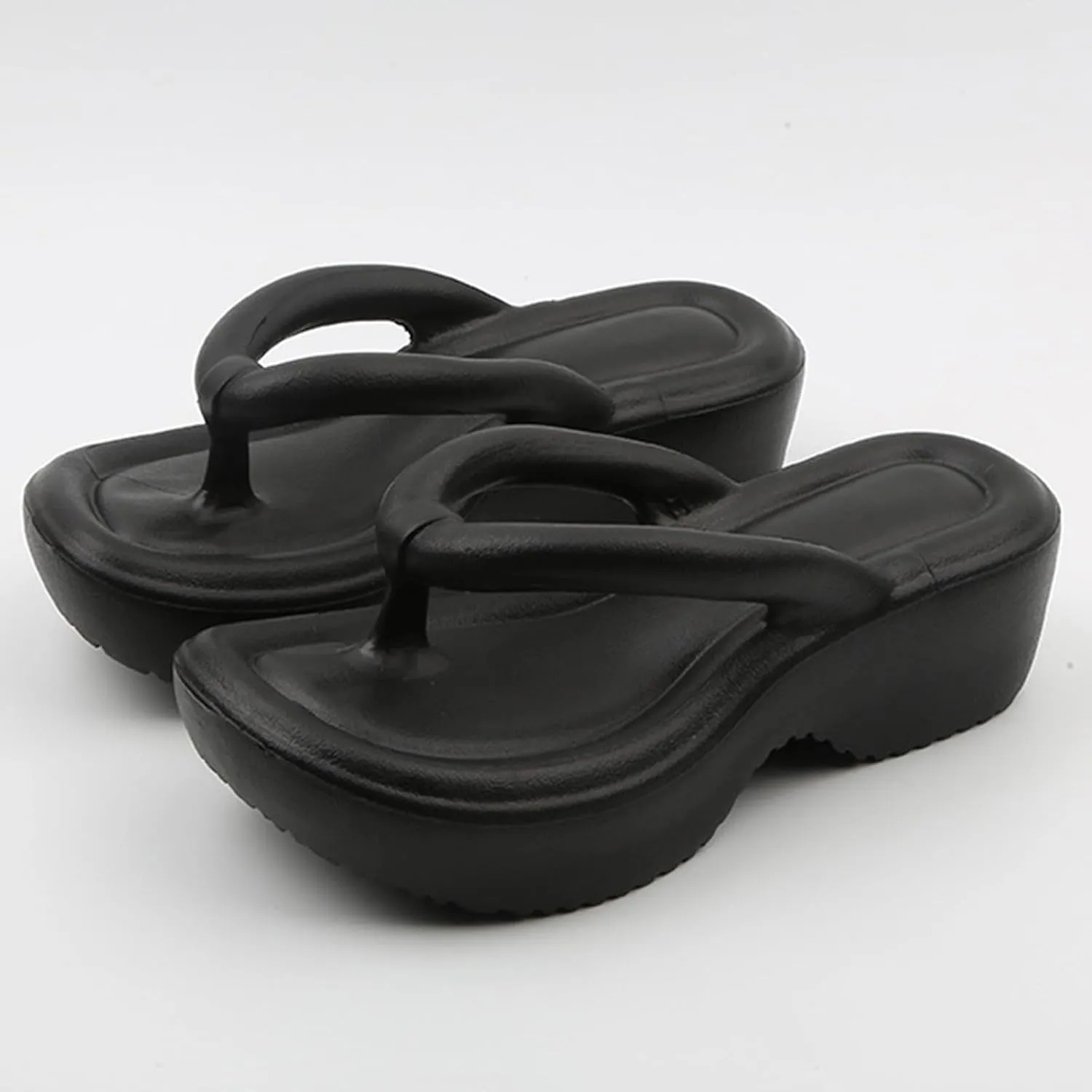 Platform Flip Flops for Women Wedge Arch Support Flip Flops Cushion Soft Rubber Midsole Platform Thong Sandals with Rubber Sole