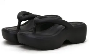 Platform Flip Flops for Women Wedge Arch Support Flip Flops Cushion Soft Rubber Midsole Platform Thong Sandals with Rubber Sole
