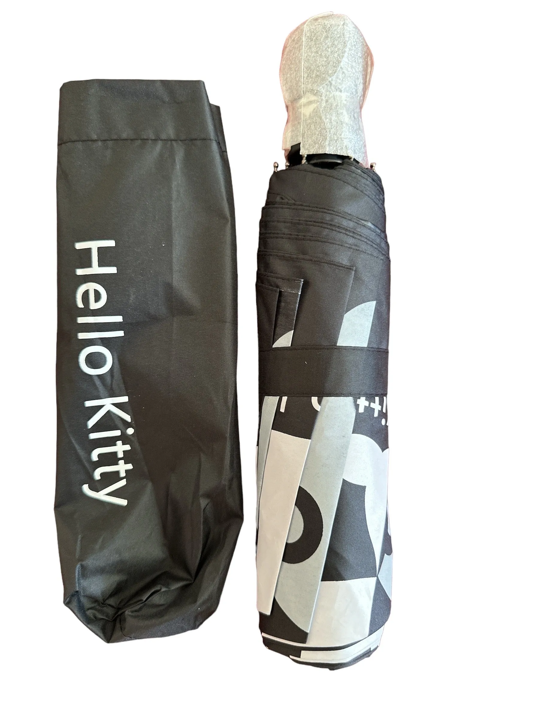 Sanrio Hello Kitty Pattern Automatic Folding Umbrella With UV Protection Black Cloth KT Cat