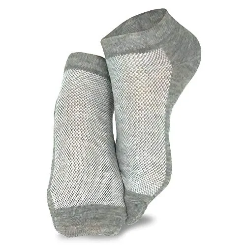 TeeHee Men's Fashion No Show/Low cut Fun Socks 12 Pairs Packs (Wht-Blk-Ht Grey)