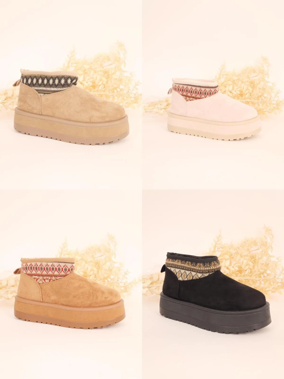 ULTRA MINI PLATFORM KNITTED DETAIL ANKLE BOOTS IN CAMEL