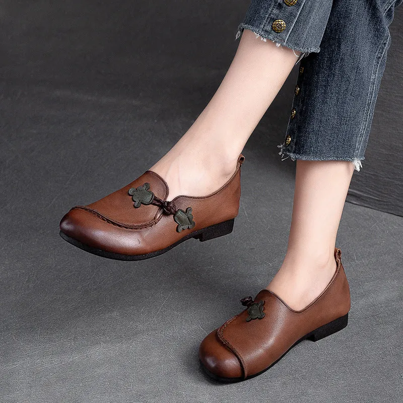 Women Flat Soft Leather Retro Casual Shoes