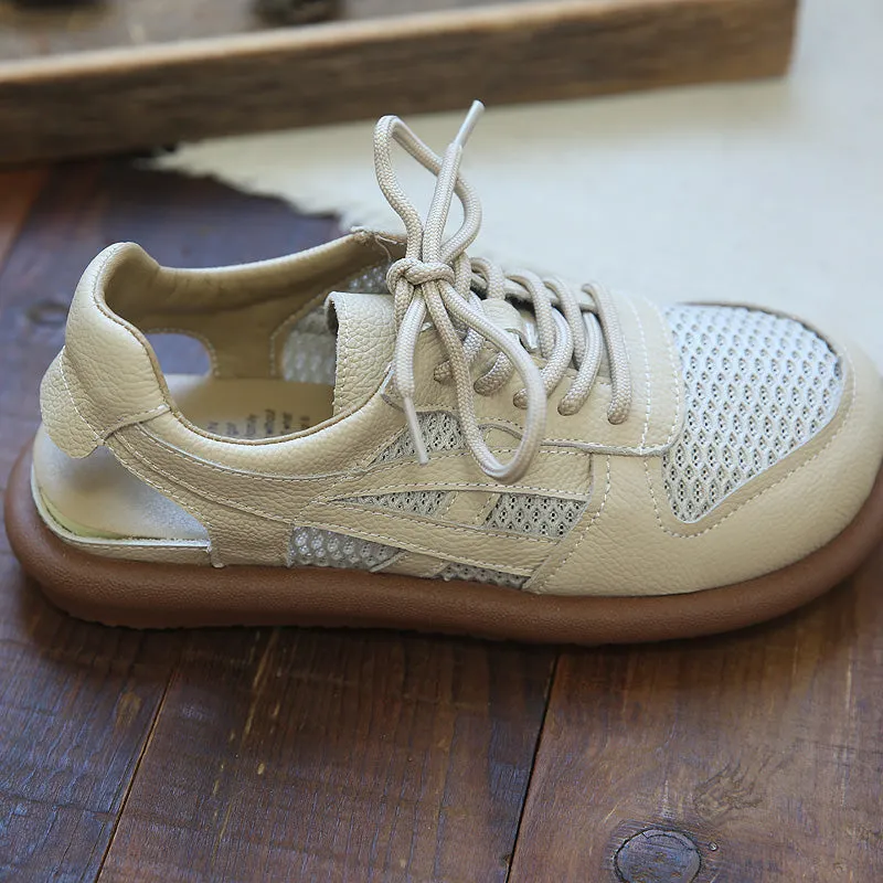 Women Hollow Mesh Leather Casual Sandals