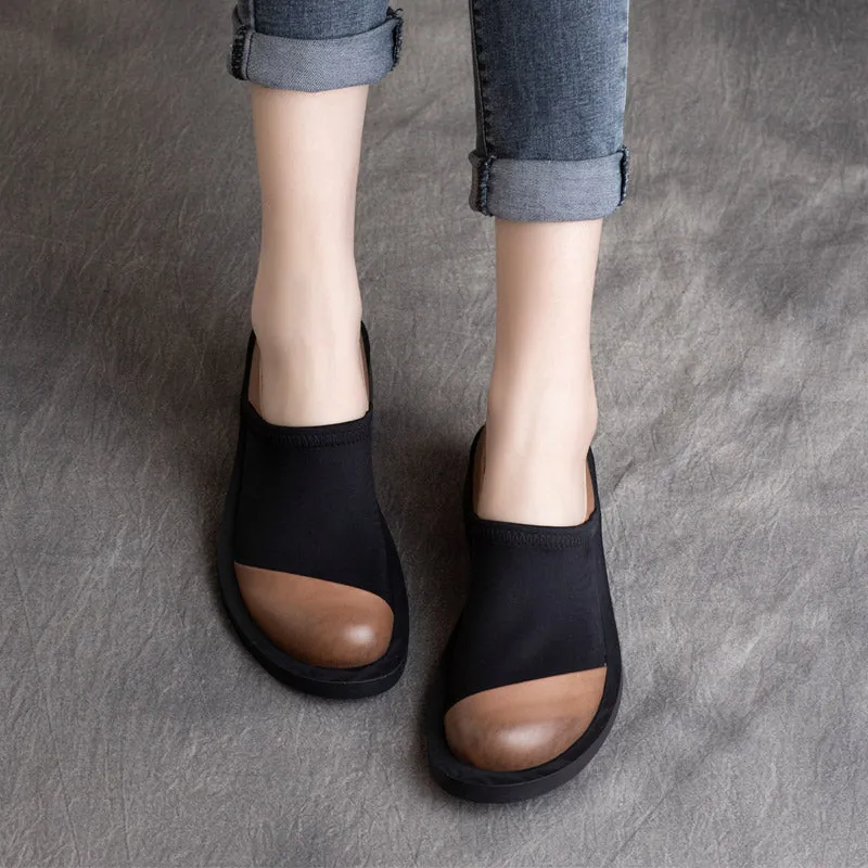 Women Retro Leather Elastic Casual Shoes