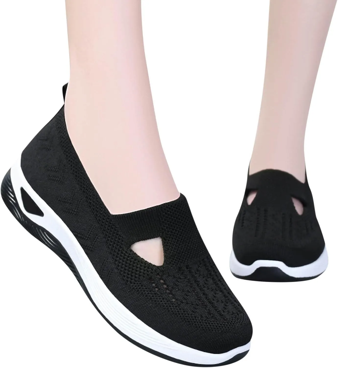 Women Walking Shoes Sock Sneakers Slip-On Breath Mens Tennis Shoes Mesh Men's Casual Shoes Women's Fashion Sneakers Black Tennis Shoe Trainers Shoe
